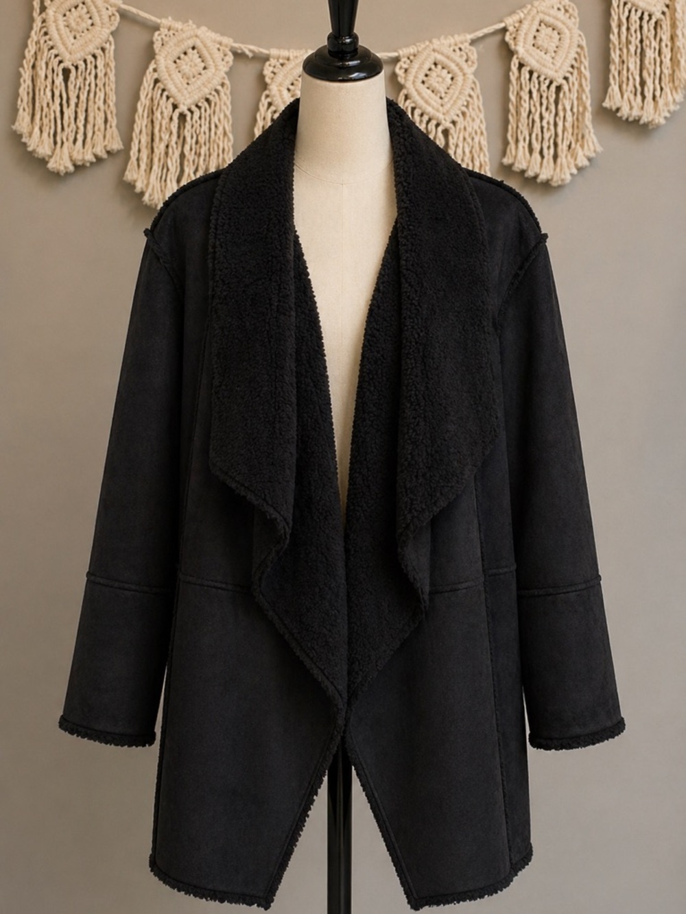 Mendocino Black Coat Faux Fur Lined Coat